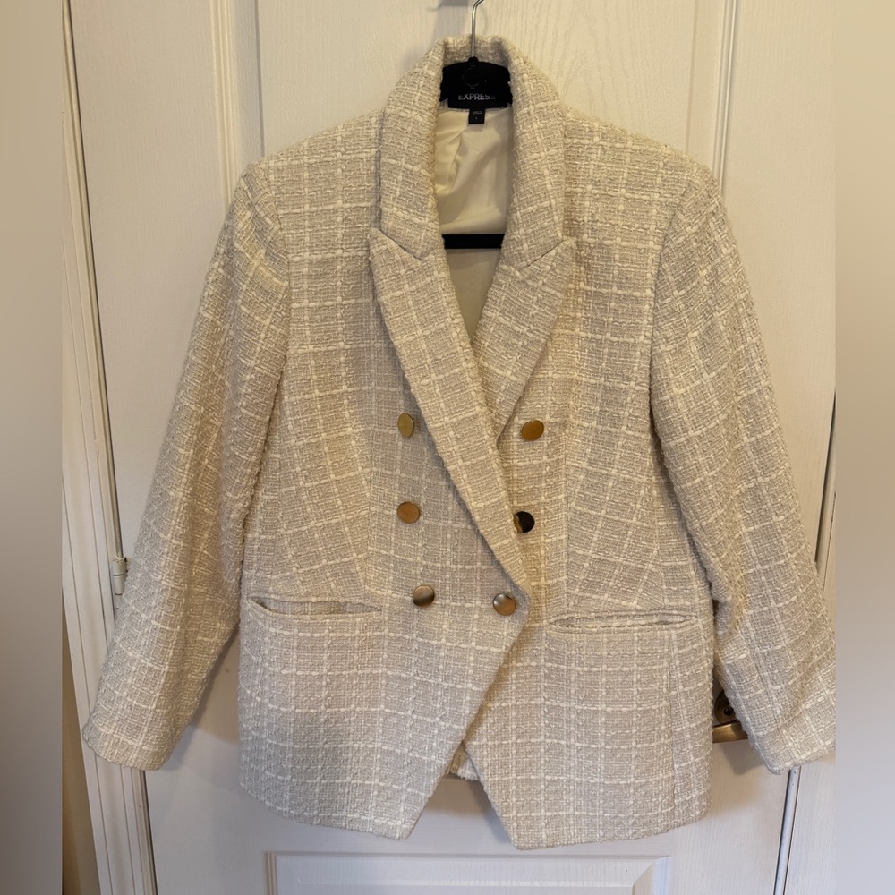 Express Textured Cream Blazer
